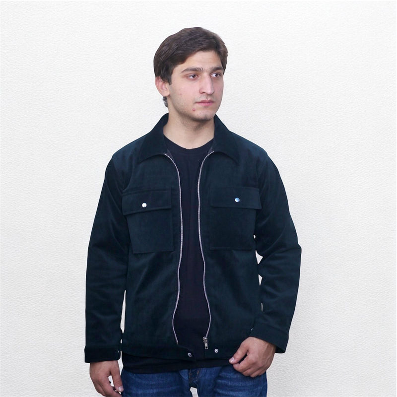 The Classic Collar Zipper Jacket with Chest Pockets
