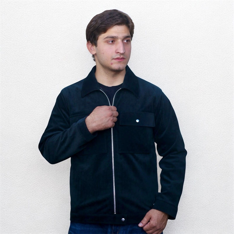 The Classic Collar Zipper Jacket with Chest Pockets